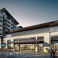 Active Commercial Street With Modern Architecture Pedestrians Storefronts And Outdoor Seating Areas
