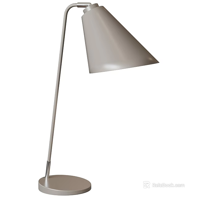 Modern Table Lamp With White Conical Shade And Sleek Metal Support Design 3d model 