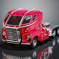 Vintage Red Functional Truck With Streamlined Cab Chrome Grille And Cargo Features 3d model