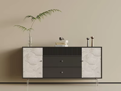 Modern Light Luxury Entryway Side Cabinet With Delicate Textured Doors And Spacious Storage Space 3d model