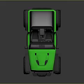 Green Open Top Off Road Vehicle With Large Tires And Green Rims