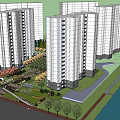 Modern High Rise Building Exterior With Glass Windows Balconies And Green Trees