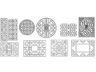 New Chinese-style openwork window grilles screen partition 3d model