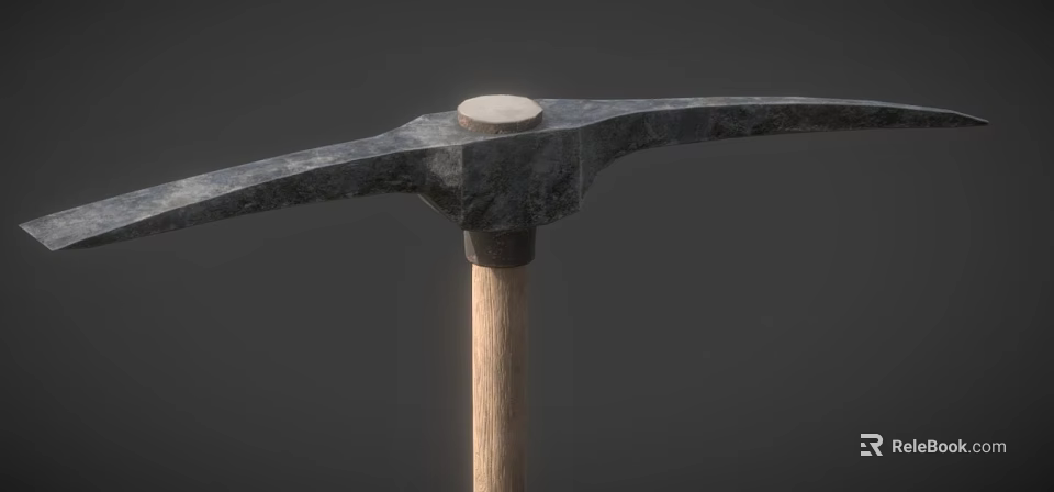 Heavy Duty Industrial Equipment Pickaxe Featuring Sturdy Metal Head And Wooden Handle 3d model 