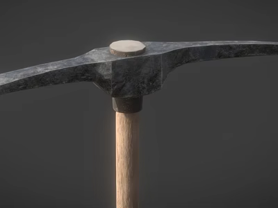Heavy Duty Industrial Equipment Pickaxe Featuring Sturdy Metal Head And Wooden Handle 3d model