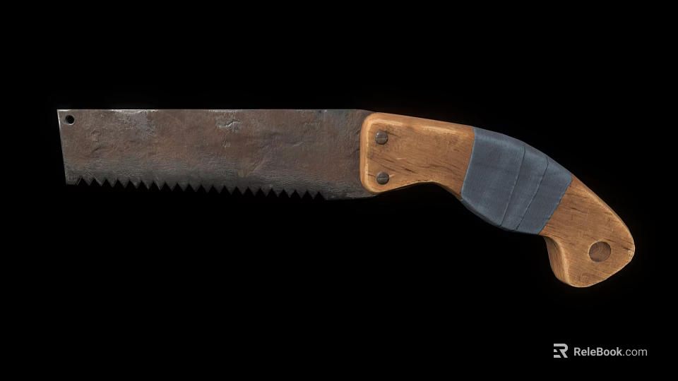 Sturdy Hand Saw Hardware Tool Featuring Wooden Handle And Sharp Steel Teeth 3d model 