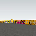 Vibrant Interactive Zone With Large Yellow Smiley Face And Pink Text Decorations 3d model