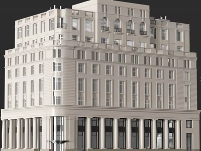 Classical European style Architecture With Multi story Design Arched Windows And Decorative Columns 3d model