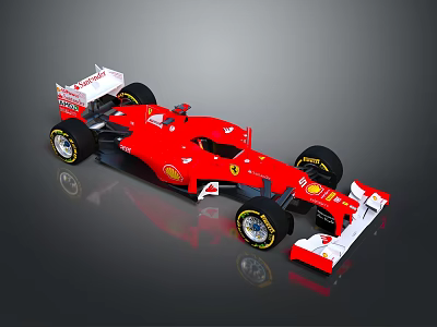 Red Formula 1 Racing Car With Aerodynamic Design And Racing Wheels 3d model