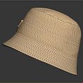 Stylish Beige Woven Bucket Hat With Triangular Logo And Lightweight Design