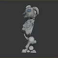 White Mechanical Robot Game Movie Character With Blue Glowing Core And 3D Model Design