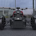 Modern Three Wheeled Motorcycle With Black and Red Sporty Exterior Design