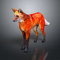 Red Fox 3D Character Model With White Tail Tip Standing On Dark Background 3d model