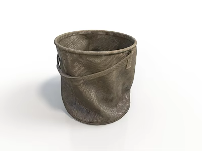 Brown Textured Canvas Household Bucket With Sturdy Handle For Daily Storage Use 3d model