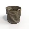 Brown Textured Canvas Household Bucket With Sturdy Handle For Daily Storage Use