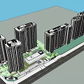 Modern Residential Complex With High Rise Buildings Greenery And Roads