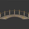 Decorative Stone Bridge With Stone Slab Deck Golden Pillars And Rope Railings