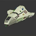 Futuristic White Spaceship 3D Model With Geometric Shapes And Blue Glowing Accents