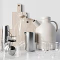 Stylish Kitchenware Display With Metal And Glass Pieces