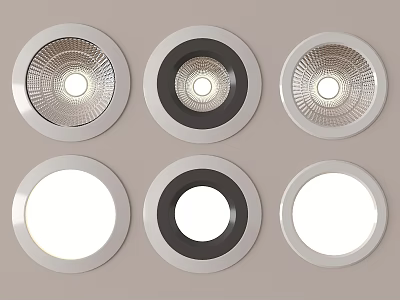 Modern Round Downlights And Spotlights With Silver Frame Different Styles Ceiling Lighting 3d model