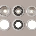 Modern Round Downlights And Spotlights With Silver Frame Different Styles Ceiling Lighting 3d model