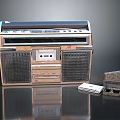Classic Vintage Boombox Electronic Radio With Cassette Tapes And Retro Design