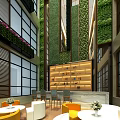Contemporary Indoor Lounge Space With Green Vertical Gardens And Modern Seating