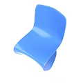 Modern Blue Curved Single Chair Design With Sleek Lines In White Background