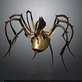 3D Rendered Fantasy Spider With Long Colored Legs And Yellow Red Abdomen