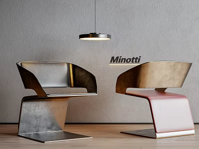 Minotti Modern Dining Chairs With Stylish Metal Frame And Leather Upholstery Design 3d model