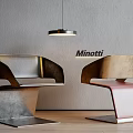 Minotti Modern Dining Chairs With Stylish Metal Frame And Leather Upholstery Design