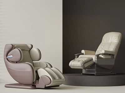 Modern Light Brown And Beige Leather Massage Chairs With Ergonomic Design And Comfortable Features 3d model