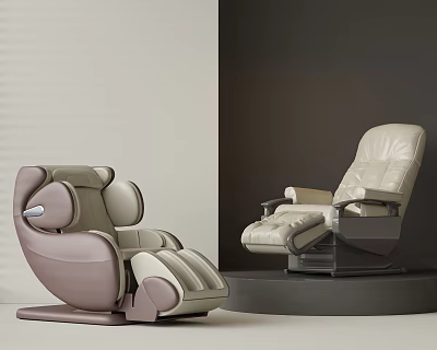 Modern Light Brown And Beige Leather Massage Chairs With Ergonomic Design And Comfortable Features 3d model