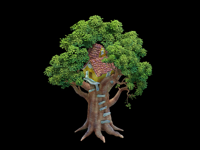 Modern Tree Cartoon Cottage model