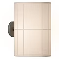 Modern Wall Sconce with Beige Fabric Shade Gray Grid Pattern and Dark Metal Base