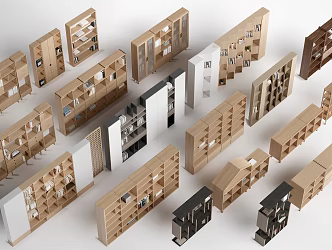 Modern Bookshelf Bookcase Storage Rack Decorative Rack Display Rack 3d model