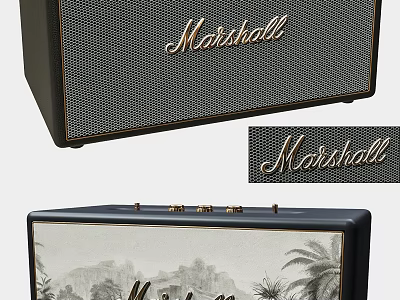 Marshall Classic Speakers Showcasing Retro Grille And Vintage Pattern Elements 3d model