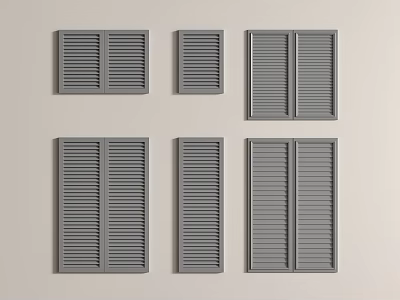 Six Gray Window Shutters Arranged in Two Rows Modern Design 3d model