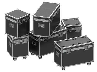 Industrial Equipment Heavy Duty Stackable Wheeled Storage Cases With Metal Frames 3d model