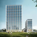 Modern Sales Office Building With Glass Curtain Wall High Rise Structure And Urban Exterior Design