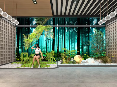 Popular Photo Check in Spot With Greenery Wall And Natural Forest Decor 3d model