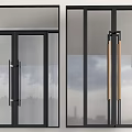Modern Casement Doors With Black Frames Transparent Glass And Stylish Handles
