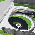 Modern Garden Landscape Design With Circular Water Feature Central Tree And Winding Pathways