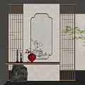 Silly New Chinese Style Entrance Partition Lattice Glass Partition 3d model