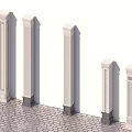 New Chinese Style Villa Corner Column 3d model