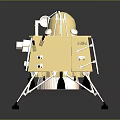 Lunar Terrain Supporting Gold Lander With Antennas And Landing Legs