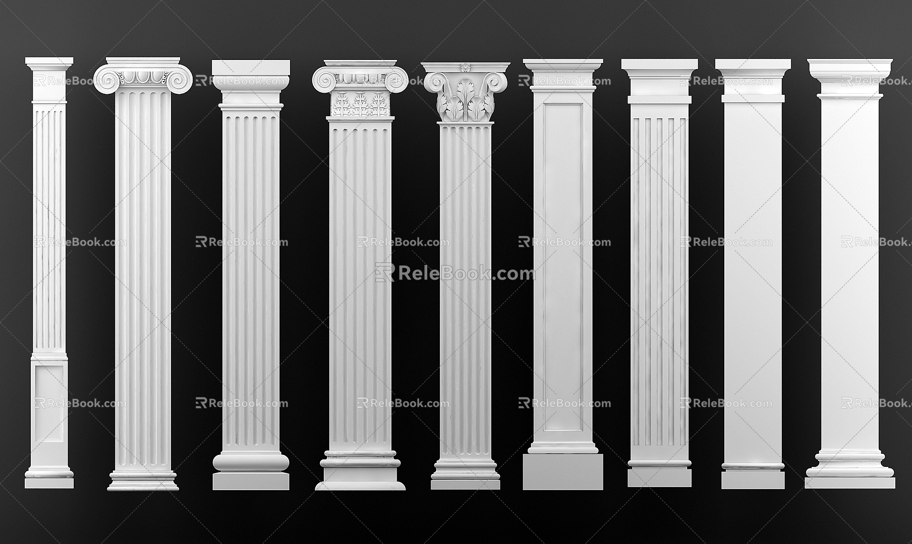 European Roman Column Combination 3d model