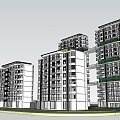 Modern High Rise Residential Buildings With Green Areas And Community Layout