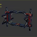 Mechanical Industrial Equipment Frame With Black Red Structural Components And Metal Supports