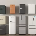 Modern Multi Color Refrigerator Collection with Various Styles and Door Designs 3d model